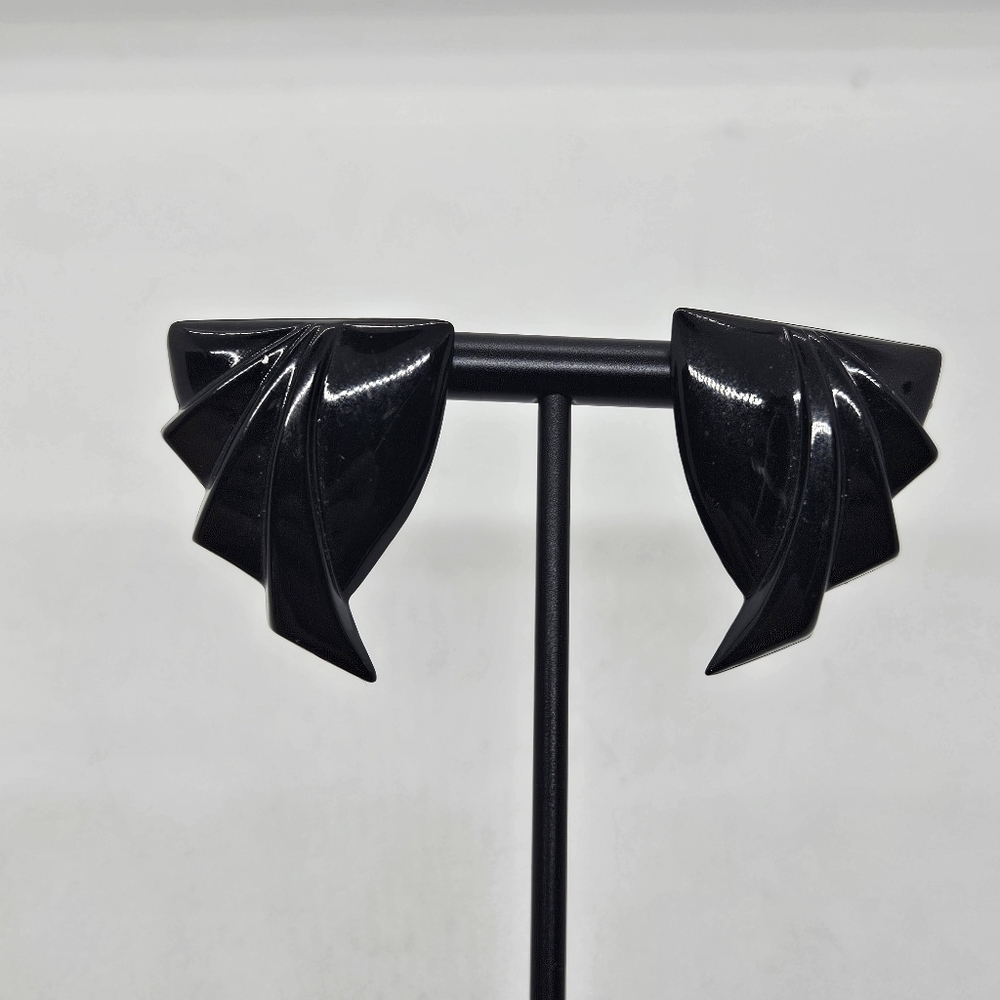 lightweight black metal art deco earrings